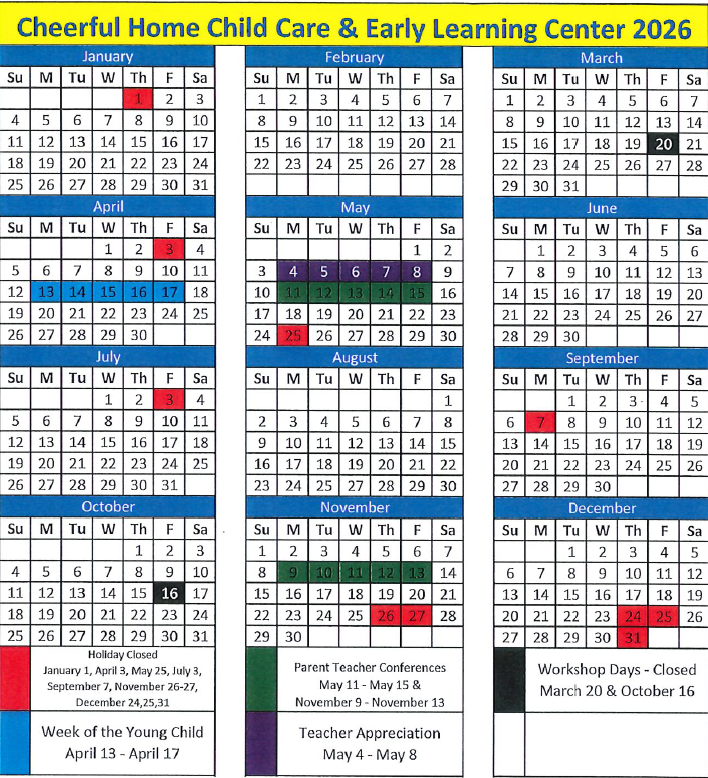 Cheerful Home 2026 Calendar